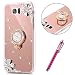 Produktbild Hpory Kompatibel mit Galaxy S6 Edge Plus Silikon Handyhülle, Glitzer Ring Halter Transparent TPU Silikon Hülle für Mädchen Frauen Bumper Tasche Schutzhülle für Samsung Galaxy S6 Edge Plus-(Roségold)