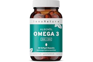 ‎INNONATURE Vegan Omega 3 Kapseln aus Mikroalgenöl. 1.980 mg Premium Algenöl mit DHA + EPA pro Tagesdosis. 90 Kapseln. Hochdosiert, vegan (Algen) und hergestellt in DE.