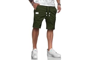 LIUPMWE Pantalones Cortos Hombre Verano Algodón Deporte Shorts Casual con Bolsillos Cintura Elástica Shorts