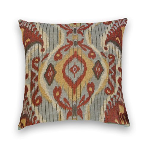 Lepilo Red Yellow Grey Suzani Ikat Decorative Home Decor Pillow Case 18 x 18 inch