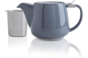 VIVILINEN Teiera con Infusore Rimovibile e Coperchio in Metallo da 550ml, Teiera in Ceramica per Tè in Foglia e Tè Sfuso