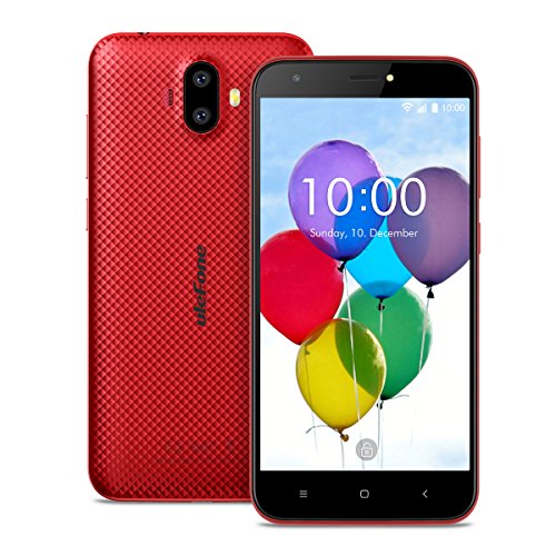 Ulefone S7 Smartphone ohne Vertrag (5 Zoll HD Display, Quad-Core Prozessor, 1 GB RAM, 8 GB Speicher, Dual-Hinterkameras, Dual SIM(Micro-Sim), Android 7.0, GPS) rot