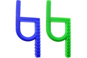 Tuxepoc Sensory chew Toys for Autistic Children,fluxy Oral Motor Chewy Tool for Kids with Teething, ADHD, Autism, Biting Needs,Teether, Silicone chewlery for Boys&Girls (Green Blue)