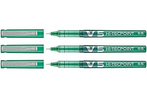 Pilot Hi-Tecpoint V5 - Lote de 3 bolígrafos roller (tinta líquida, punta fina, color verde