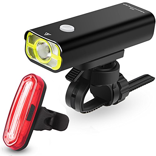 LED FahrradLicht, FisherMo Super Hell USB Wiederaufladbare Fahrradlampen Set, IPX4 Wasserdicht Fahrrad Rücklicht Frontlicht mit Einzigartig Halter für Alle Fahrräder Radfahren