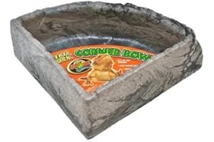 Zoo Med Repti Rock Corner - Ciotola per Rettili Angolare, Mangiatoia per Rettili, Ciotola per l'alimentazione del Rettile, Dispenser per acqua e cibo per, atossico resistente, L/31,5x8,5x26 CM
