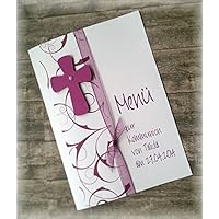 Menü Menükarte Speisekarte Kommunion Konfirmation Firmung Taufe Kreuz brombeer beere dunkel pink