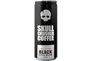 Skull Crusher Coffee Black Cold Brew 6 x 250ml Cans - Extra Strong Coffee with 300mg Caffeine Per Can - World's Strongest Caffeinated Coffee - Small Batch Roasted for Quality, Low-Calorie & Sugar-Free