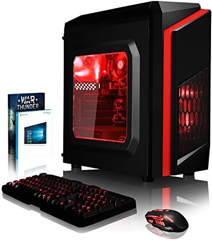 VIBOX Pyro SA8-182 - 3,8GHz AMD A8 Quad-Core CPU, Desktop PC Computer mit Spielgutschein, Windows 10, Rot Innenbeleuchtung, lebenslange Garantie* (3,1GHz (3,8GHz Turbo) Superschneller AMD A8 7600 Quad 4-Core Prozessor CPU, 16GB DDR3 1600MHz RAM, 1TB (1000GB) SATA III HDD 7200rpm Festplatte, 400W 85+ Netzteil, CIT Storm Rot Gaming Geh§use, FM2+ Mainboard)