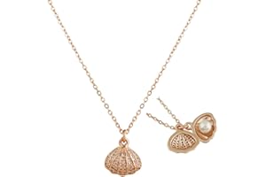 MEENAZ Pendant For Girls Women Ladies girlfriend Wife Moti Shell Pearl Necklace locket long chain Rose gold Shell Necklace di