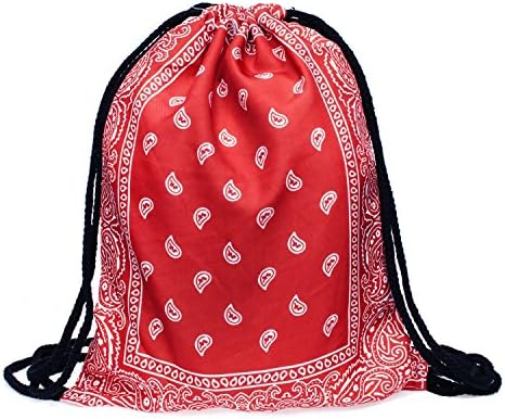 Youth Designz Gym Bag – Bandana – Bag Burlap Bag Backpack Fashion in 3 Different Colours - Red - One size