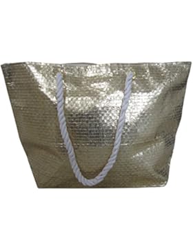 Lorenz Großer Metallic Effekt Woven Strandtasche Urlaubstasche