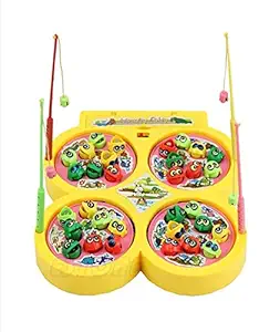 Vikas gift gallery Battery Operated Fish catching Game 2 - 4 Players Game with 4 Pools ( Multicolor )