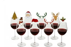 PRK 14 80pcs Christmas Wine Glass Markers, Cup Charms & Drink Decoration Cards – Novelty Fun Mug Décor, Tabletop Stickers for Xmas Festive Tasting Party Supplies & Dinner Table Accessories
