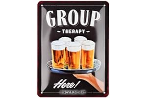 Nostalgic-Art Retro Blechschild, 15 x 20 cm, Group Therapy – Geschenk-Idee als Bar-Zubehör, aus Metall, Vintage Design mit Spruch, Blechschilder Sprüche, Bier-Deko