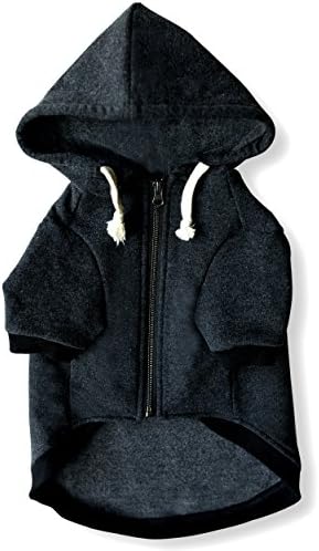 Ellie Dog Wear Charcoal Gray Adventure Zip Up Dog Hoodie With Hook and Loop Pockets and Adjustable Drawstring Hood - Extra Small to Extra Large. Comfortable & Versatile Dog Hoodies (M)