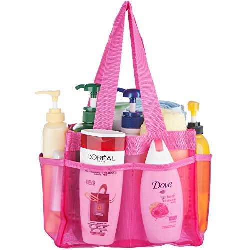 Shower Caddy – Quick Dry Hanging Dorm Shower Caddy – Gym Shower Caddy – Hanging Toiletry Bag – Shower Tote – Shower Caddies Organizer – Shower Bag 7 Storage Totes Compartments – Shower Tote (Pink) - 3