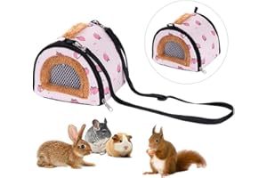 ZYYRSS Portable Small Animals Carrier Bag, Rats Sugar Glider Small Guinea Pig Rat Chinchillas Hamster Hedgehog Carrier Pouch Bag for Outdoor Travel, Breathable Hanging Tote Bag (Pink)