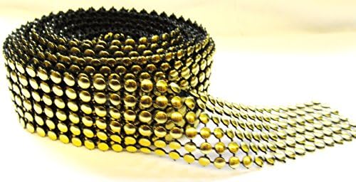 1 Meter Length 6 Strip Acrylic nail head Trim Mesh in Gold