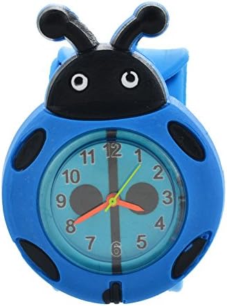 Homim Kids Children Cartoon Quartz Watch Cute Beetle Dial Slap Wrist Watch(Blue)