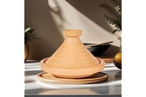 MARRAKESCH ORIENT & MEDITERRAN INTERIOR Marokkanische Tajine Topf zum Kochen | Schmortopf Unglasiert Aladin Ø 26cm für 1-3 Personen | inklusive Rezepte und Gebrauchsanweisung | ORIGINAL Tontopf handgetöpfert aus Marokko
