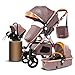 Produktbild MOIMK Kinderwagen Babywagen Kombikinderwagen 3 in 1 Komplettset mit Zubehör 0-3 Jahre 0-25 kg Getränkehalter Buggy Autositz,Brass