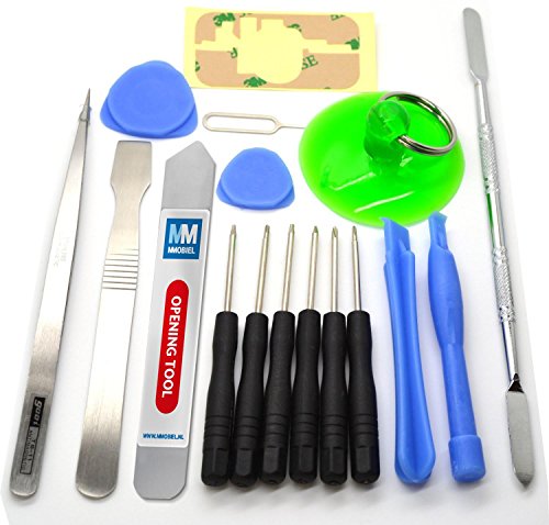 17 in 1 Universal Reparatur Werkzeug Öffnung Werkzeug Toolkit inkl. Klebepad/Klebefolie Set Schraubenzieher Saugnapf für Smartphones Iphone Samsung HTC Nokia PSP Nintento und andere Kleingeräte