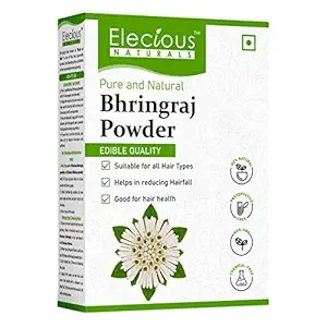 Elecious Bhringraj Powder for hair growth (200 Grams) | Edible | Good for Hair pack, Hair oil and oral consumption | Preservative free