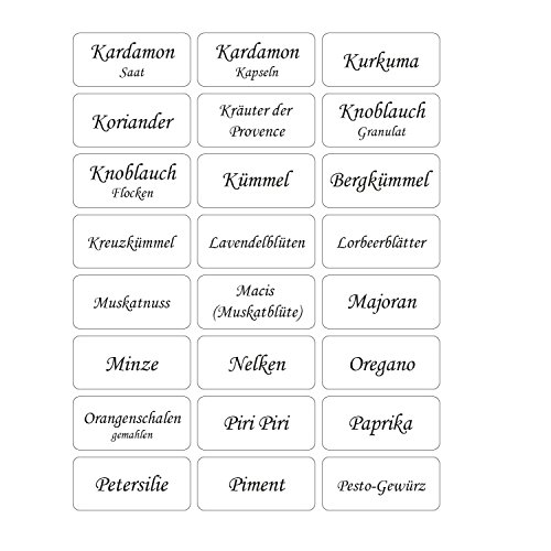 144 Gewürzetiketten 33x15mm – transparent – UV beständig – Hohe Klebekraft (100 bedruckt / 44 blanko) - 3