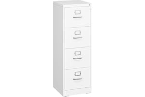 YITAHOME 4 Drawers Filing Cabinets, Lockable Vertical File Cabinet for Letter/Legal/A4 Size, Anti-tipping File Drawer Storage Cabinets with Cue Card Slot for Home Office, White, 45.8 x 45 x 133cm