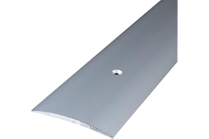 PROVISTON | Übergangsprofil | Breite:50 mm | Höhe:5 mm | Länge:1000 mm | Metallprofil | Bodenprofil | Ausgleichsprofil | Aluminium eloxiert | Silber | Gebohrt | 1 Stück