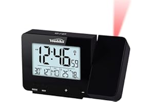 Youshiko Radio Control (Official 2025 MSF UK Version) Projection Alarm Clock, Bedroom Projector Clock Dual Alarms LCD Display Date Time