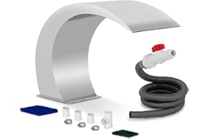 WIESENFIELD Uniprodo Fontaine De Piscine Cascade Chute d'eau pour Bassin INOX UNI_Water_13 (avec Pied, 30 cm, INOX 304, sans Dépose l'hiver, Résistance Au Sel, Chlore Et Intempéries)