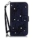 Produktbild Karte Halterung Leder Wallet Stand Tasche für iPhone 5/5S/SE,Mokyo Folio PU Leder Handyhülle [Frei Displayschutzfolie] Glitzer Bling Sparkles Strass Diamond Premium Design Flip Extra Dünn Brieftasche im Bookstyle mit Magnetverschluss Kartenfächer Standfunktion für iPhone 5/5S/SE - Blau
