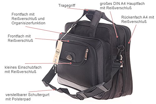 Laptoptasche mit viel Platz, Raumwunder, Notebooktasche, Arbeitstasche,Herren Umhängetasche, Schultertasche, Männer - 6
