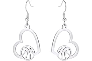 TEAMER Collar de baloncesto con forma de corazón, colgante deportivo de baloncesto, joyería única de acero inoxidable para amantes del baloncesto