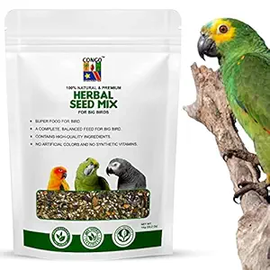 Congo Herbal Seed Mix 1kg for African Gray, Macaw, Cockatoo, Indian Parrot, and Other Big Birds (1Kg)
