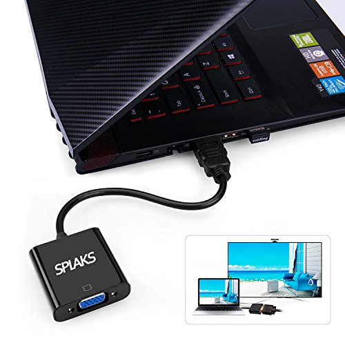 HDMI auf VGA, Splaks 1080P Vergoldete Aktiv HDMI zu VGA Adapter Konverter Kabel Stecker Cable mit Audio-Übertragung für PC Laptop , Chromebook, Raspberry Pi, Macbook, Apple TV – HDMI Male to VGA Female - 7