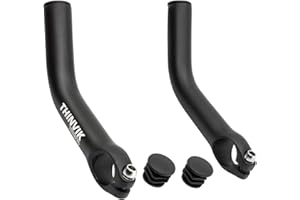Thinvik Bike Bar Ends, Aluminium Alloy MTB Bicycle Bar Ends, One-piece Forging Bike Handlebar Ends, Matte Black - extended