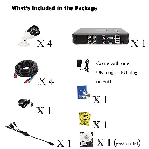 Techage Full HD 4CH 1080P HDMI AHD-H DVR CCTV System 2MP 3000TVL P2P IR Night Vision Indoor/ Outdoor Video Security Camera Kit With 1TB Hard Drive