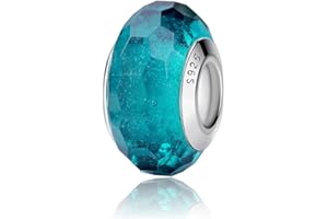 Nbsameng Breloque en verre de Murano, bracelet et pendentif chaîne pour femme, argent sterling 925, Pandora compatible avec Gnoce et Trollbeads