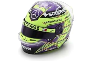 SPARK F1 Mini Racing Helmet Lewis Hamilton 2024 British GP Victory 1:5 Scale with Display Case Purple/Green