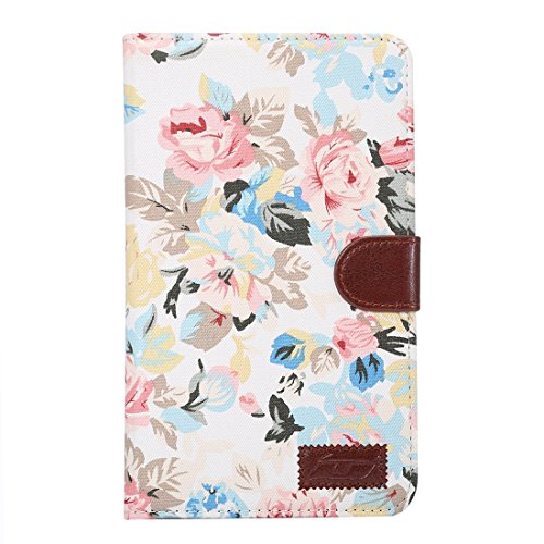 examen [A4E] Coque pour tablette * Generic * * Generic * () synthétique, fermeture magnétique et compartiments pour cartes de crédit et support latéral avec Patch motifs divers (Marron)