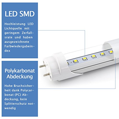 OUBO Leuchtstoffröhre 90cm T8 / G13 LEDtube LED Röhre Leuchtstofflampe T8-Leuchtstofflampen, Sockel G13, inkl. LED Starter, 15 Watt, Neutralweiß 4000K, 1000 Lumen - 3
