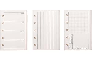 AXEWOODZ Confezione da 3 fogli di carta di ricambio per fogli sfusi, 120 fogli di carta ricaricabile, M5-5 fori, mini raccoglitore, 6,6 x 10 cm, linea verticale, lista delle cose da fare e piano settimanale