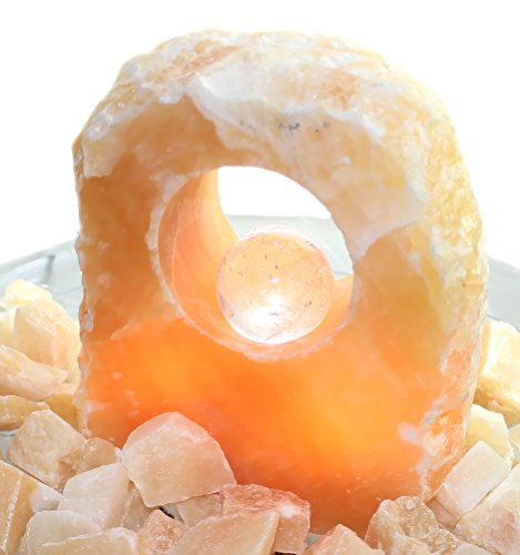 budawi® – Weißer Marmor-Brunnen mit Kugel aus Bergkristall, DREXEL Edelstein-Brunnen Kugel Engelsflügel - 2