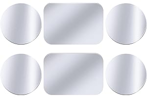 Juspota Láminas Metálicas para Iman Coche movil, 6 Piezas Placa Metal Adhesiva para Soporte Movil Coche Magnético, Chapas metalicas Muy Finas con Adhesivo, Plata 4 Redondas y 2 Rectangulares