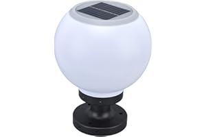 Asixxsix Outdoor Solar Lights, Round Ball Waterproof Solar Outdoor Column Lamp Villa Fence LED Post Light Globe Outdoor Post Lantern for Yard Patio Walkway Garden Decoration, Landscape Path Lights