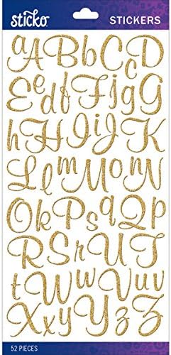 Gold Glitter Script Small - Sticko Alphabet Stickers