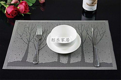 ZHUODIAN Placemat 30*45Cm Home Table Decoration Accessories Heat-Resistent Tableware Pvc Placemat Kitchen Dinning Bowl Plate Waterproof Pad Mat 4Pcs , Gray